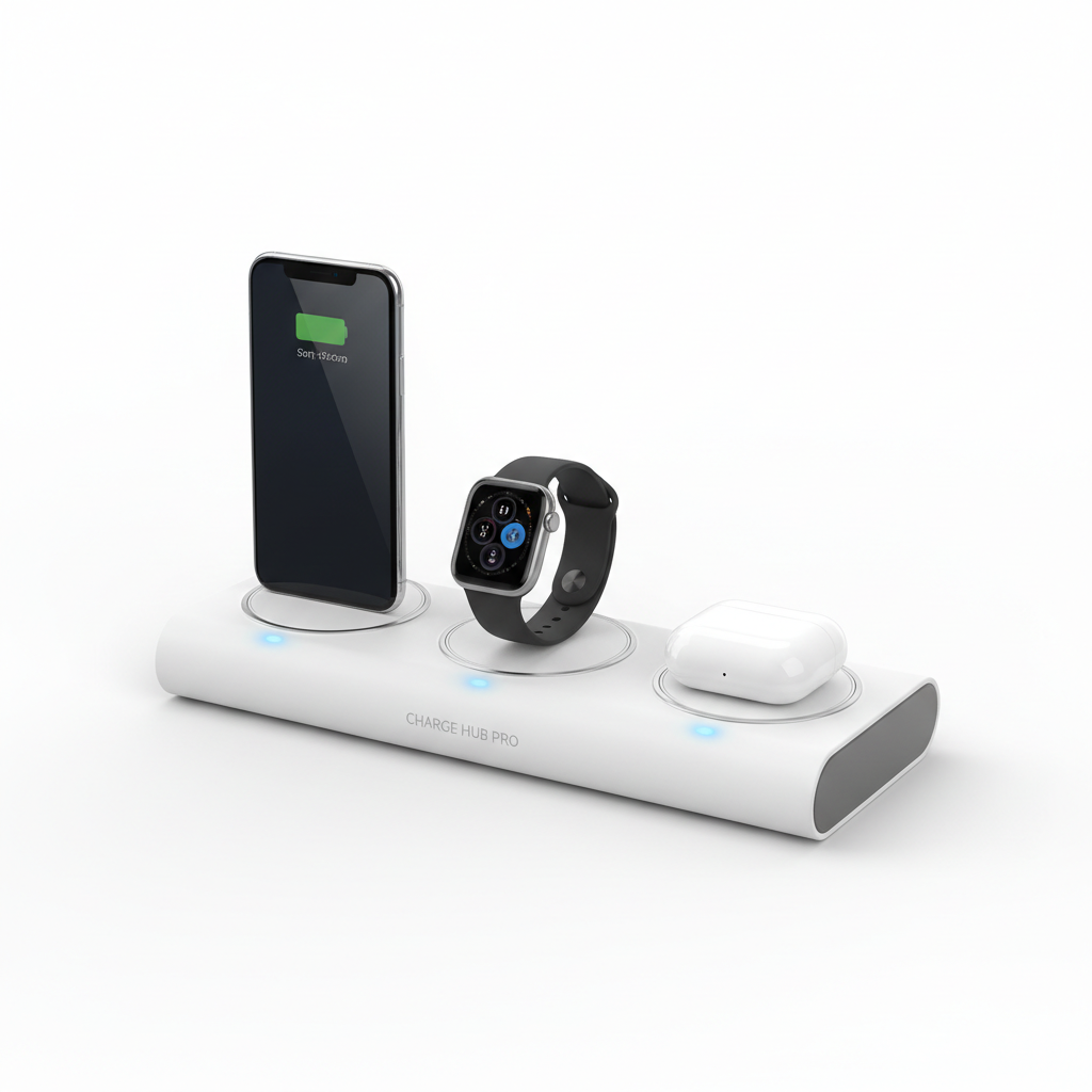 3-in-1 Wireless Charging Station – Phone, Watch & Earbuds