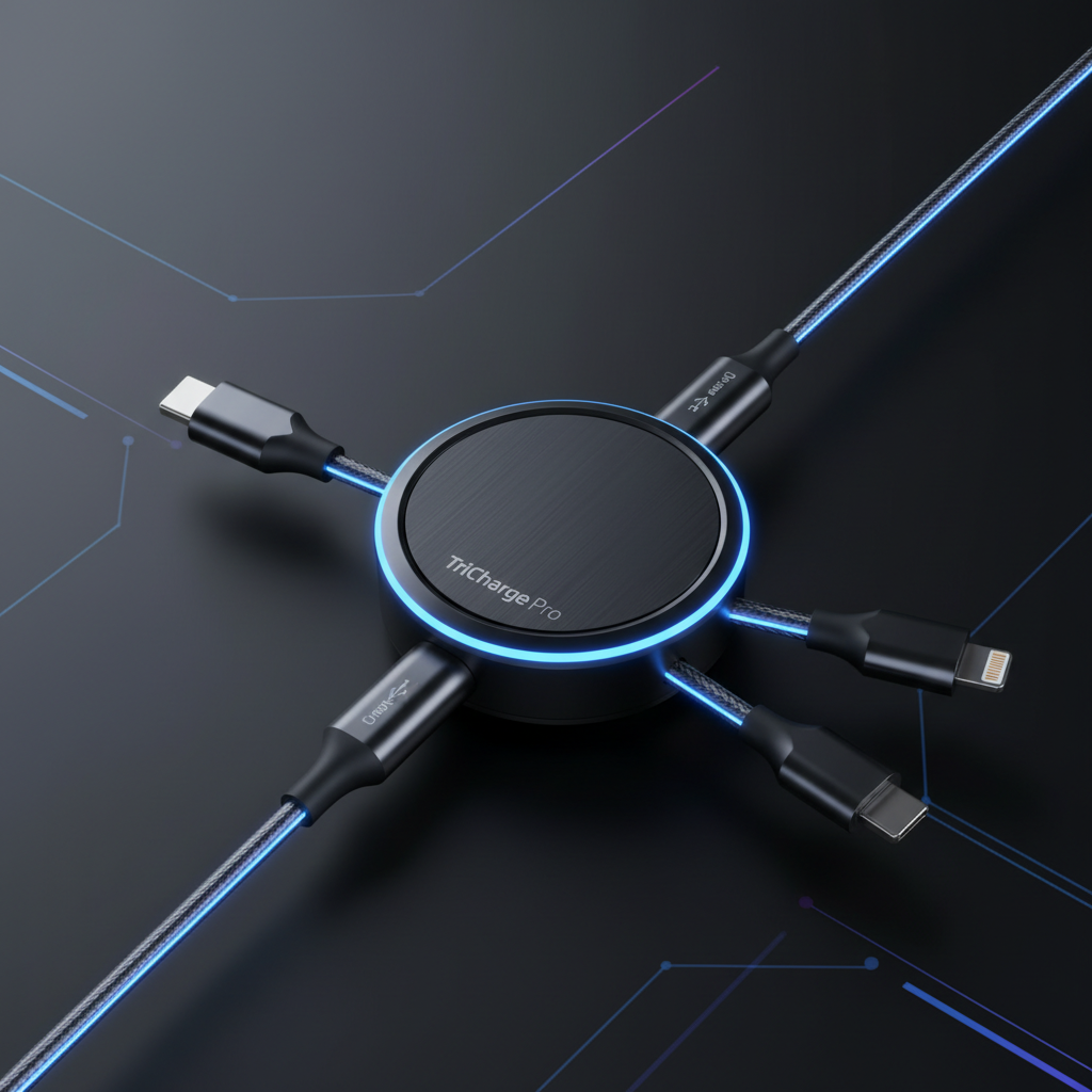 TriCharge Pro — 3-in-1 Retractable Fast Charging Cable